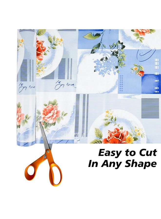 Kuber Industries Shelf Liner | Kitchen Cabinet Shelf Protector | Kitchen Liners for Cabinets and Drawers | Drawer Liner Mat | Flower Check Shelf Liner Roll | Cabinet Mat | 10 MTR | Blue - Image 2