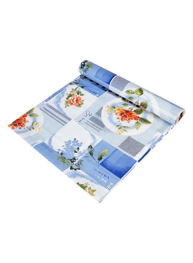 Kuber Industries Shelf Liner | Kitchen Cabinet Shelf Protector | Kitchen Liners for Cabinets and Drawers | Drawer Liner Mat | Flower Check Shelf Liner Roll | Cabinet Mat | 10 MTR | Blue - Image 1