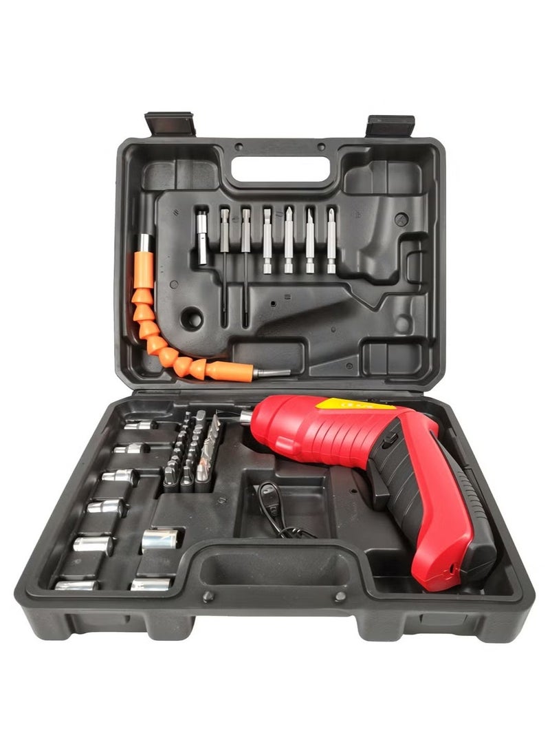 دينكس طقم مفك براغي كهربائي لاسلكي 4.2 فولت، بطارية 1300 مللي أمبير/ساعة، 250 دورة في الدقيقة، قابل لإعادة الشحن عبر USB، إضاءة LED، وقت عمل 70 دقيقة، مجموعة من 42 قطعة مع رؤوس ومقابس وحافظة DX2502 - Image 2