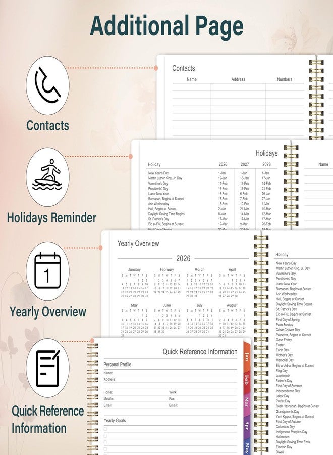 Feteulo Planner 2026-2026 Planner, Weekly and Monthly Planner 2026, Jan. 2026 - Dec. 2026, 11” x 8.5”, Colorful Tabs, Back Pocket, Holidays, Twin-Wire Binding - Image 5