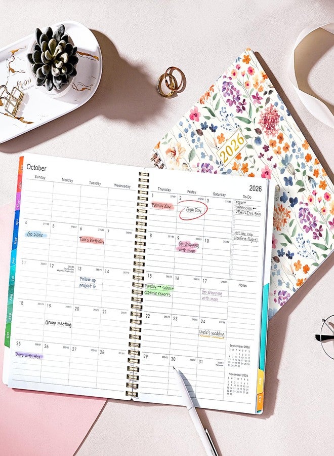 Feteulo Planner 2026-2026 Planner, Weekly and Monthly Planner 2026, Jan. 2026 - Dec. 2026, 11” x 8.5”, Colorful Tabs, Back Pocket, Holidays, Twin-Wire Binding - Image 2