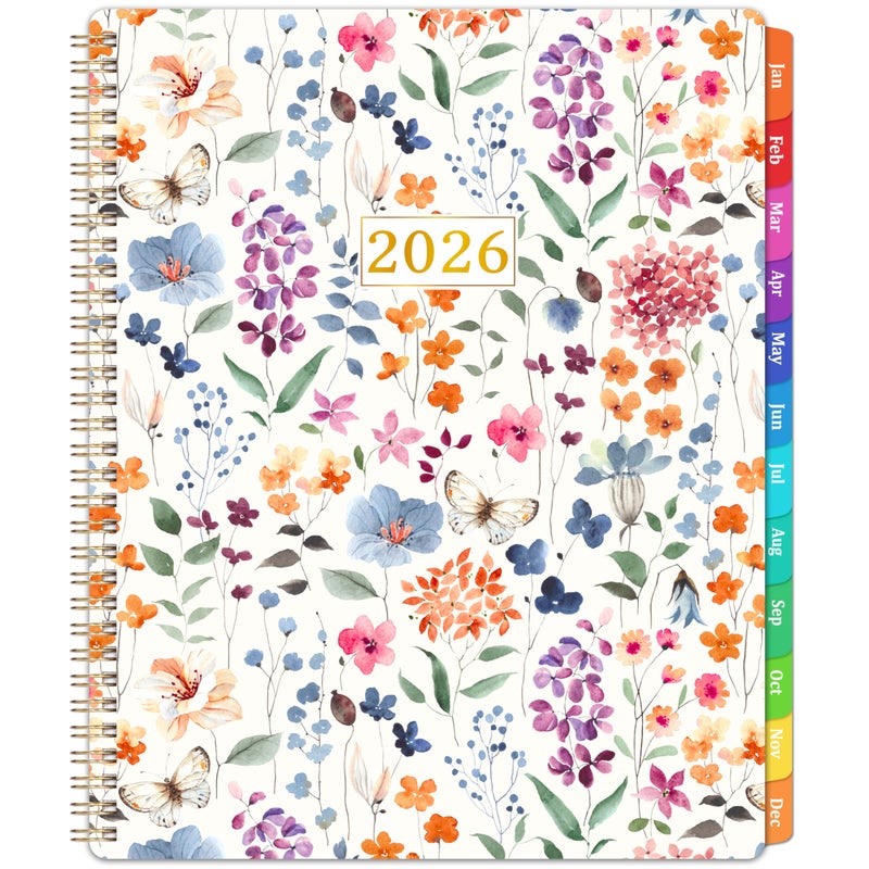 Feteulo Planner 2026-2026 Planner, Weekly and Monthly Planner 2026, Jan. 2026 - Dec. 2026, 11” x 8.5”, Colorful Tabs, Back Pocket, Holidays, Twin-Wire Binding - Image 1