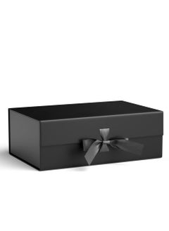 Generic Large Black Gift Box with Lid, 11.42 x 8.66 x 3.92 Inches, with Ribbon and Magnetic Closure (1 Pack)  - Image 1