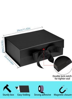 Generic Large Black Gift Box with Lid, 11.42 x 8.66 x 3.92 Inches, with Ribbon and Magnetic Closure (1 Pack)  - Image 2
