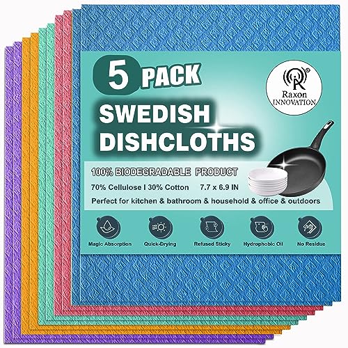 Raxon Innovation Cellulose Cleaning Sponge for Home & Kitchen (Pack of 5) - Image 2