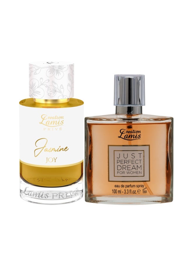 Creation Lamis Privé Jasmine Joy Eau de Parfum Unisex 100ml & Just Perfect Dreams Eau de Parfum For Women 100ml Bundle - Image 1