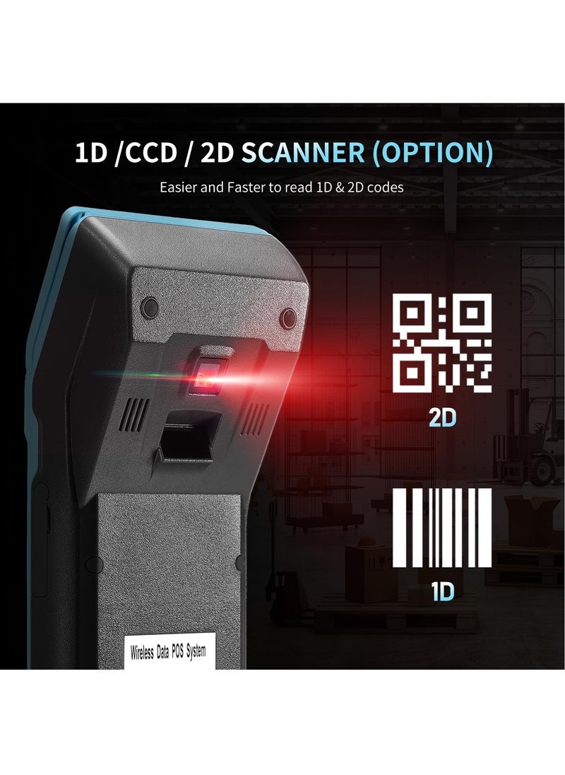 NETUM Handheld PDA Android POS Terminal Receipt Printer Barcode Printer, Data Collector, Portable Barcode Scanner Pos Machine, Handheld Bluetooth USB WiFi BT4.0, BLUE (Included Paper Scroll 58 * 35)  - Image 3