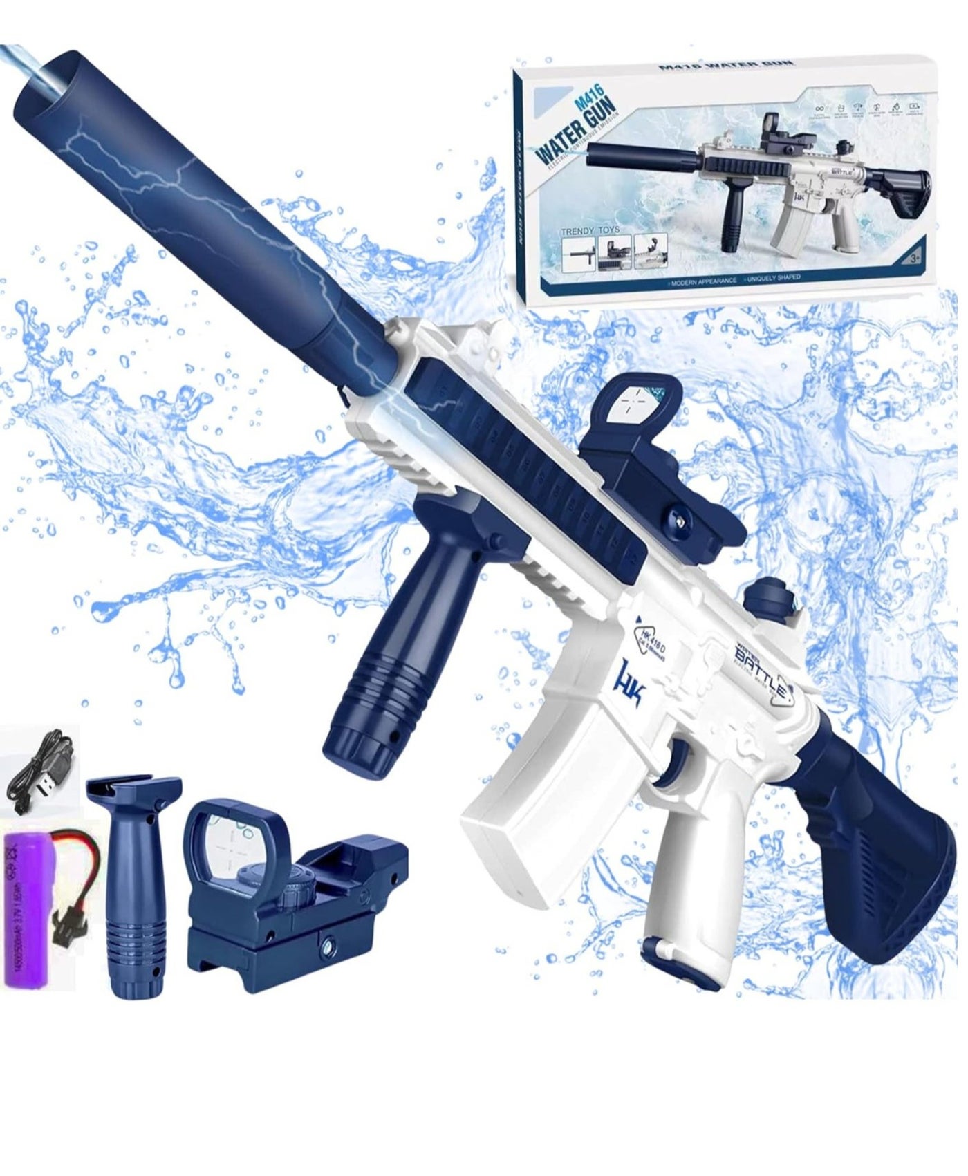Electric Water Guns, M416 Kids Toy Gun, Automatic Powerful Water Shooting Toy up to 32FT, Kids Safe Toy, Rechargeable Battery, Summer Pool Beach Water Party Summer Toys for Kids & Adults
