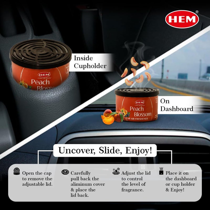 HEM Peach Blossom Car Air Freshener - 42g | Natural Car Perfume | Refreshing & Long-Lasting Fragrance | Easy to Use & Compact Design that Perfectly Fits | Ideal for On-the-Go Air Freshening - Image 4