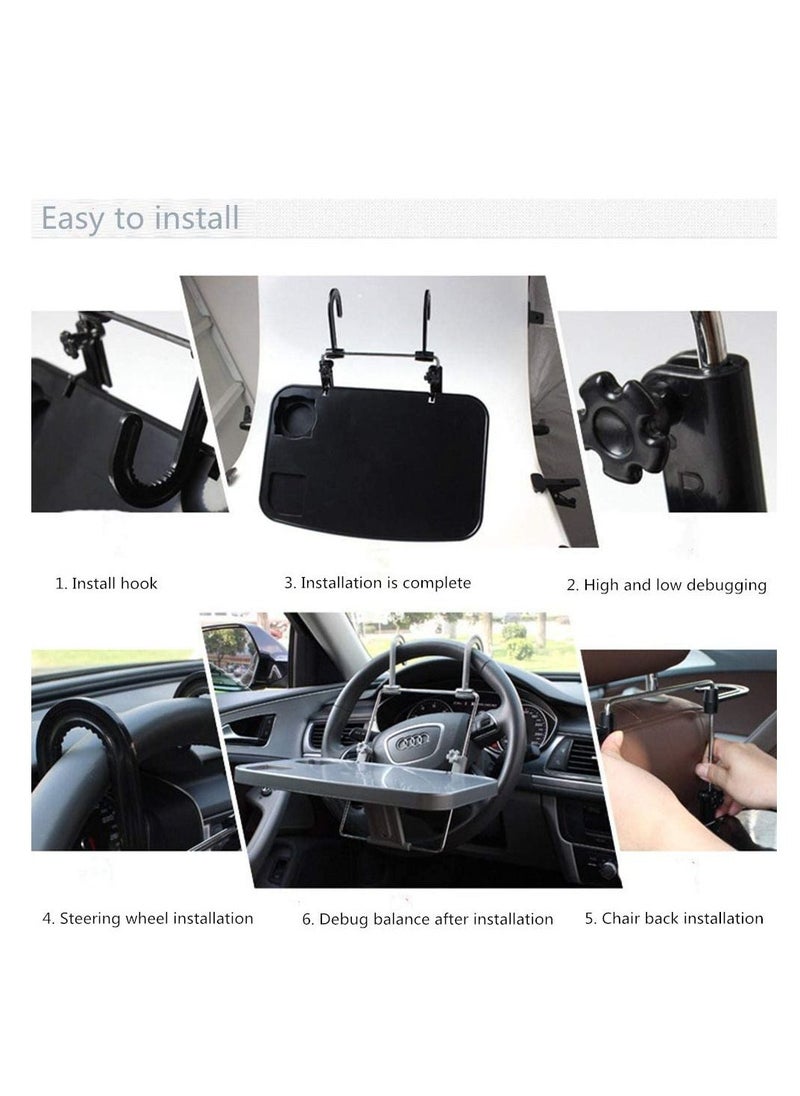 SYOSI - Car Steering Wheel Laptop Tray Portable Hanging Auto Lunch Desk Car Table Steering Wheel Mate Foldable Vehicle Back Seat Table for Food/Drink/Notebook/Cup Holder - Image 1