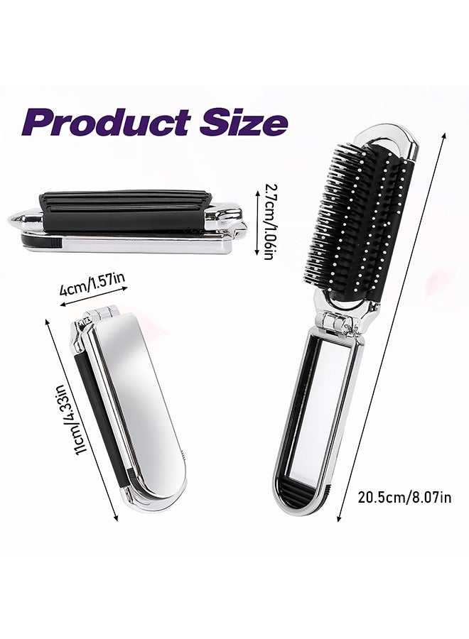Foldable Hair Comb with Mirror, Travel Collapsable Pocket Size Brush Mini Hair Brush, Air Cushion Massage Comb, Hair Styling Tools for Gym,Trip,Purse,Swimming (Removable Mirror) - Image 2
