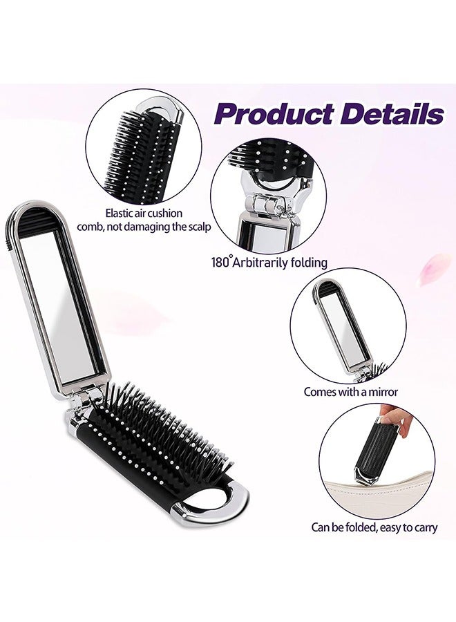 Foldable Hair Comb with Mirror, Travel Collapsable Pocket Size Brush Mini Hair Brush, Air Cushion Massage Comb, Hair Styling Tools for Gym,Trip,Purse,Swimming (Removable Mirror) - Image 4