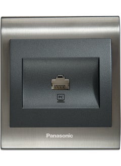Viko Thea Blu Switch (Inox Frame + Smoked Cover) Single Data Socket Rj45 