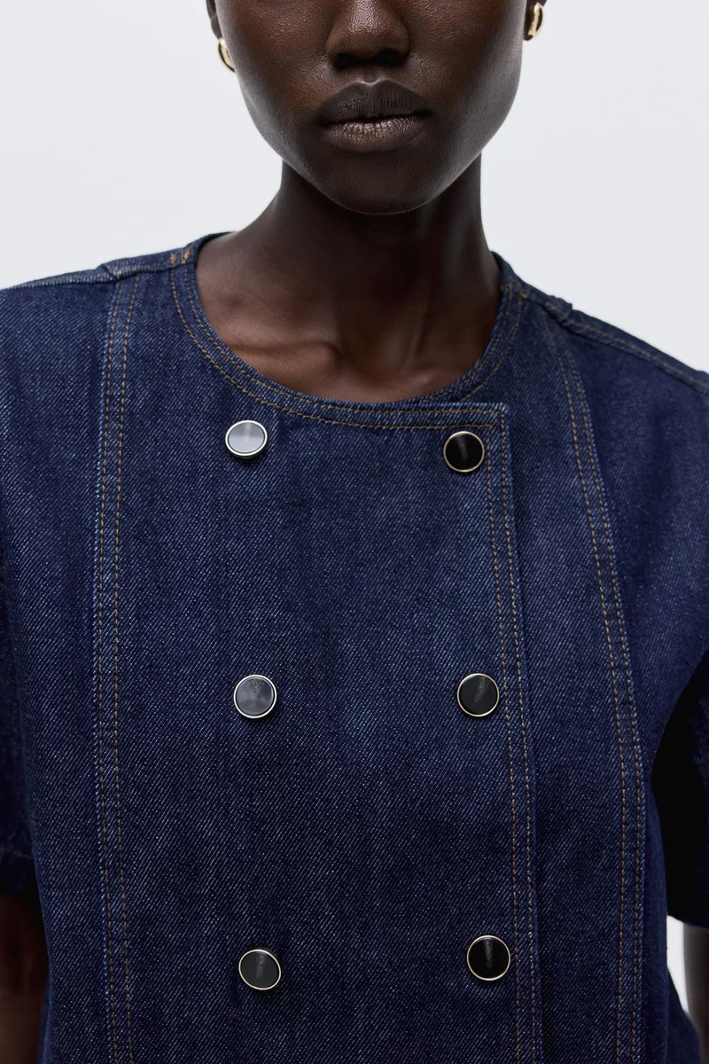 H&M Double-breasted denim shirt