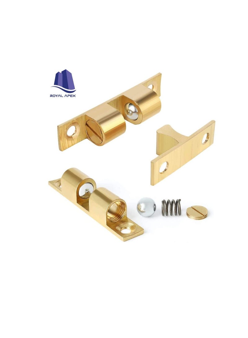 Cabinet Cupboard Door Catch Adjustable Double Ball Tension Catch for Cupboard Cabinet Door Furniture Latch 4 Pcs (70mm, Brass SS Coated) - Image 1