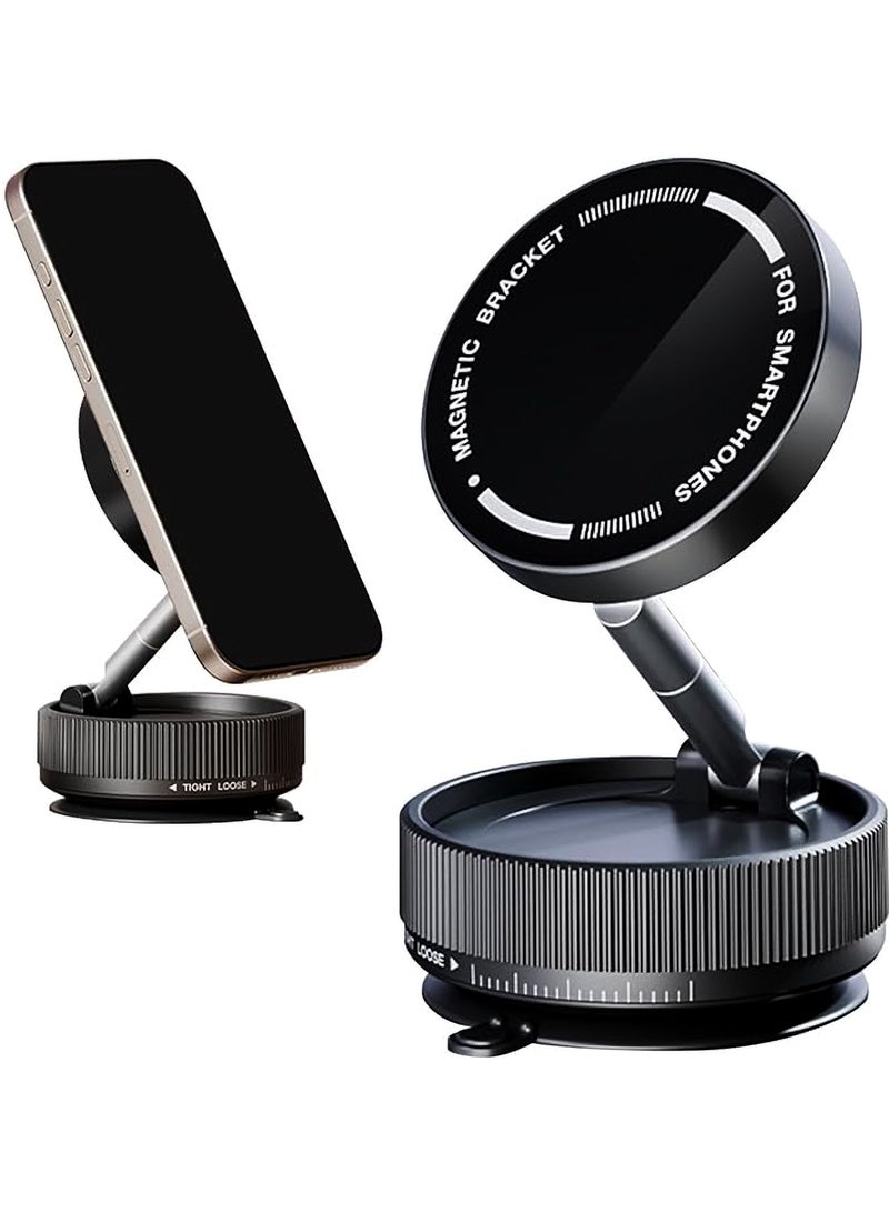 Concretization Vacuum Suction Magnet Phone Holder Mount, Magnetic Car Phone Holder, 360° Adjustable Suction Car Phone Mount for Car/Smooth Surface/Travel/Gym - Black - Image 1