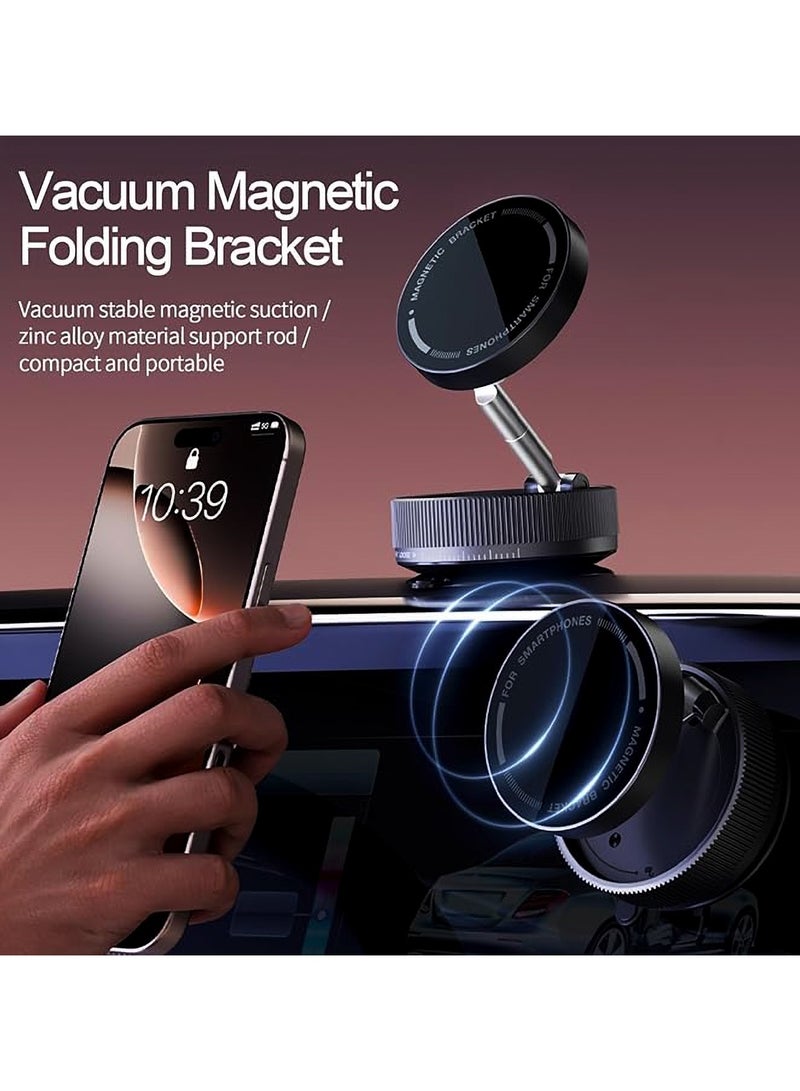 Concretization Vacuum Suction Magnet Phone Holder Mount, Magnetic Car Phone Holder, 360° Adjustable Suction Car Phone Mount for Car/Smooth Surface/Travel/Gym - Black - Image 2