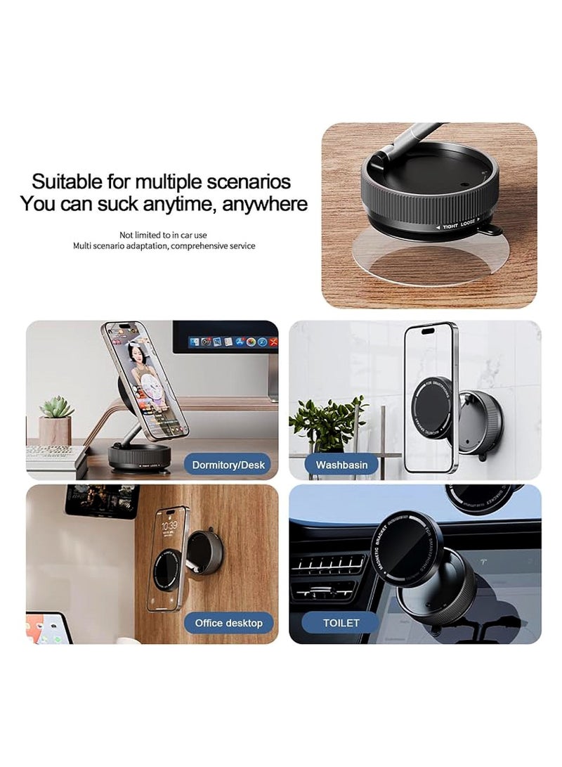 Concretization Vacuum Suction Magnet Phone Holder Mount, Magnetic Car Phone Holder, 360° Adjustable Suction Car Phone Mount for Car/Smooth Surface/Travel/Gym - Black - Image 4