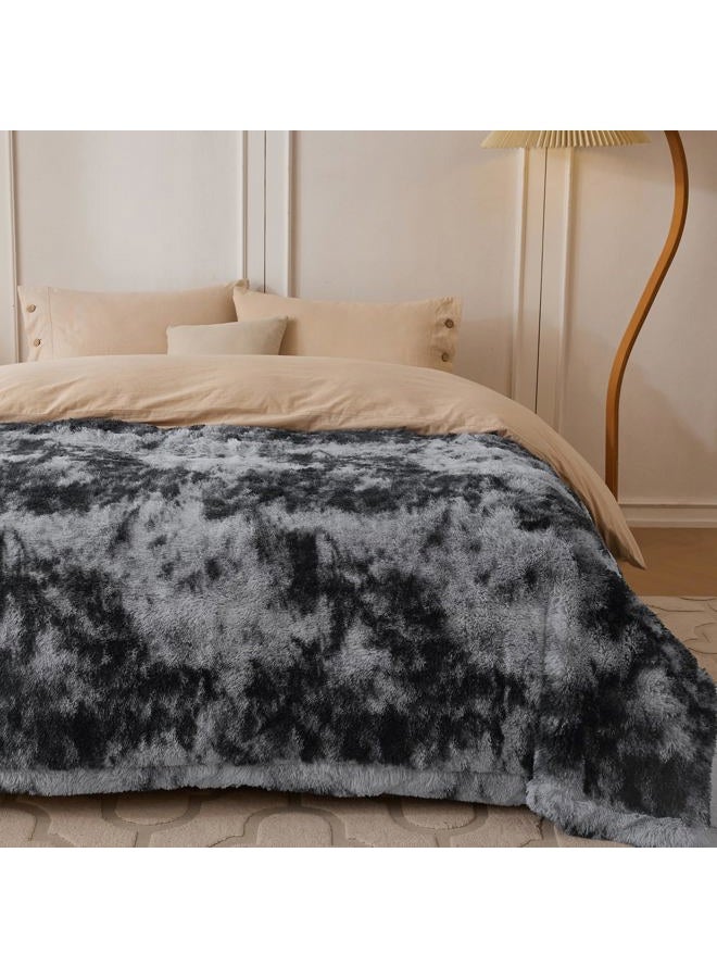 cOOva Ultra Soft Faux Fur Twin Blanket – Fuzzy Fluffy Cozy Microfiber Blankets, Warm Thick Plush Sherpa Fleece Throw Blanket for Couch,Bed,Sofa,Ideal Gift for Women.(Tie Dye Grey, 60"x80") - Image 5