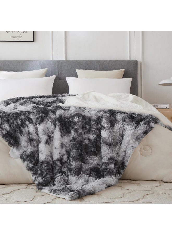 cOOva Ultra Soft Faux Fur Twin Blanket – Fuzzy Fluffy Cozy Microfiber Blankets, Warm Thick Plush Sherpa Fleece Throw Blanket for Couch,Bed,Sofa,Ideal Gift for Women.(Tie Dye Grey, 60"x80") - Image 2