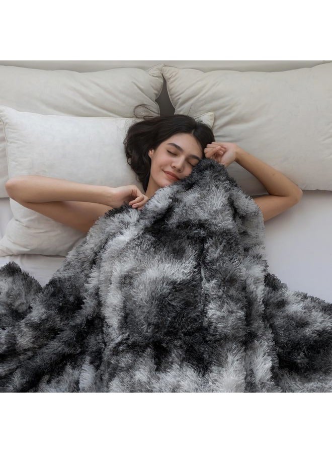 cOOva Ultra Soft Faux Fur Twin Blanket – Fuzzy Fluffy Cozy Microfiber Blankets, Warm Thick Plush Sherpa Fleece Throw Blanket for Couch,Bed,Sofa,Ideal Gift for Women.(Tie Dye Grey, 60"x80") - Image 4