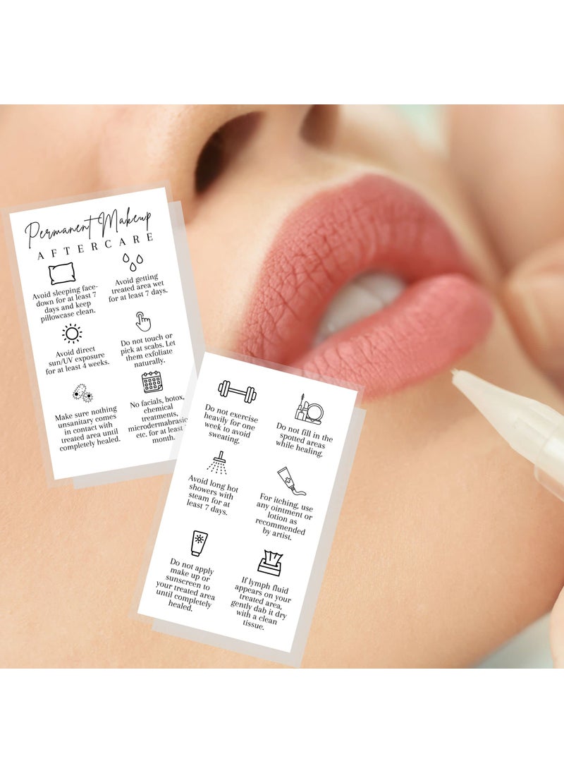 Lashicorn Permanent Makeup PMU aftercare Instructions Minimalist | 50 pk 2 x 3.5” business cards Makeup Artist Tattoo Microblading, Lip Blushing, Eyeliner Client Cards How To Care for White and black Simple  - Image 4