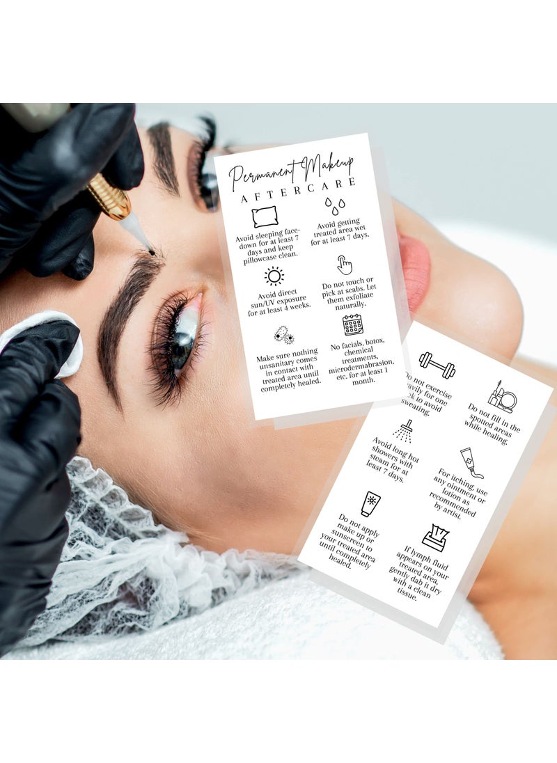 Lashicorn Permanent Makeup PMU aftercare Instructions Minimalist | 50 pk 2 x 3.5” business cards Makeup Artist Tattoo Microblading, Lip Blushing, Eyeliner Client Cards How To Care for White and black Simple  - Image 5