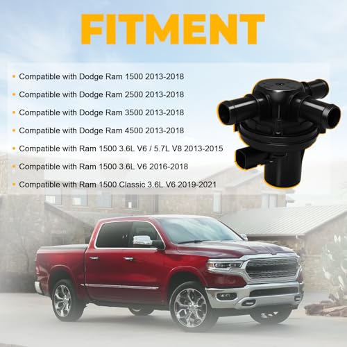 LUKYUCHA 3 Way Coolant Heater Control Valve Compatible with Dodge Ram 1500 2500 3500 4500 2013 2014 2015 2016 2017 2018 Replace# 52014892AC 52014892AB 52014892AA - Image 3