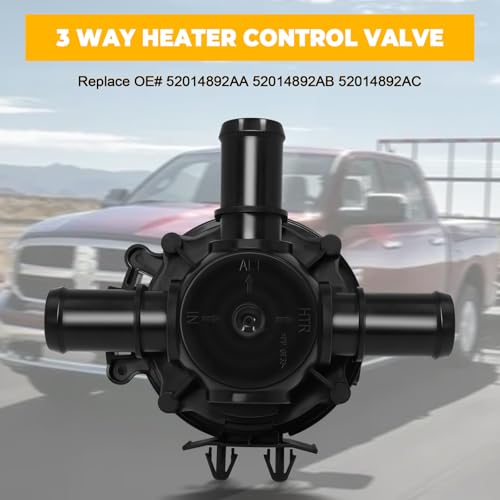 LUKYUCHA 3 Way Coolant Heater Control Valve Compatible with Dodge Ram 1500 2500 3500 4500 2013 2014 2015 2016 2017 2018 Replace# 52014892AC 52014892AB 52014892AA - Image 4