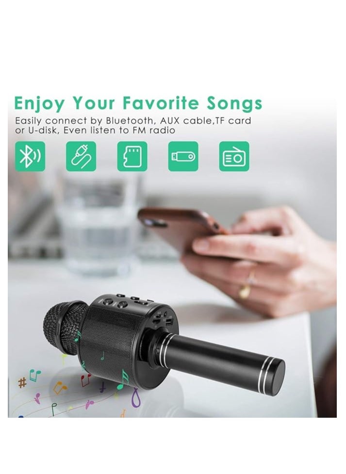 Madon Wireless Karaoke Microphone Bluetooth Handheld Speaker Home Party Player Christmas Birthday Gift for Kids (Black)  - Image 2