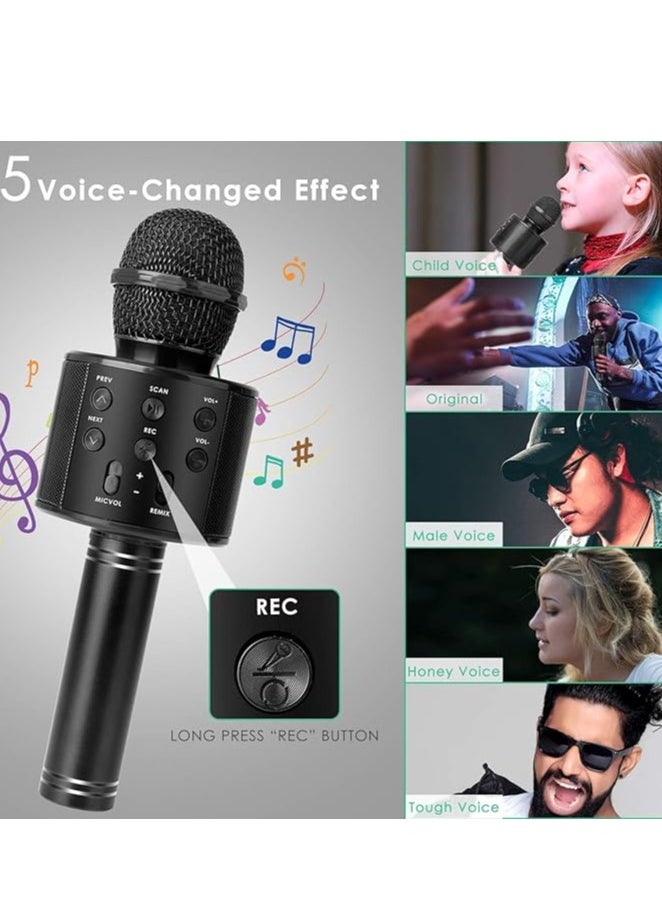 Madon Wireless Karaoke Microphone Bluetooth Handheld Speaker Home Party Player Christmas Birthday Gift for Kids (Black)  - Image 3