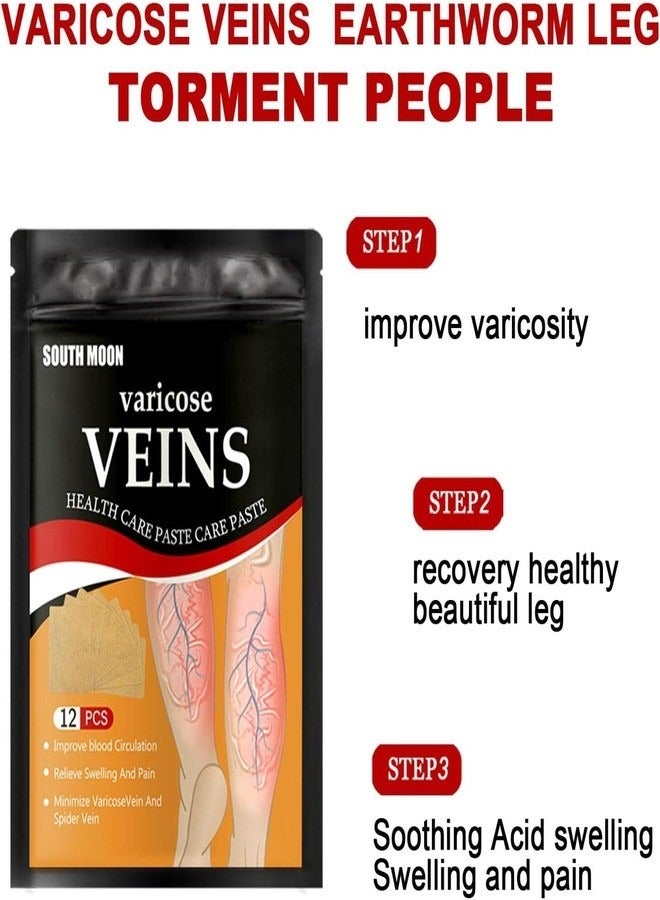 SOUTH MOON Varicose Vein Patch - 12 Pcs Vein Health Patch,Varicose Vein Patch for Vein Health, blood circulation, Swelling, Vein Health Patch for Relief Leg  - Image 4