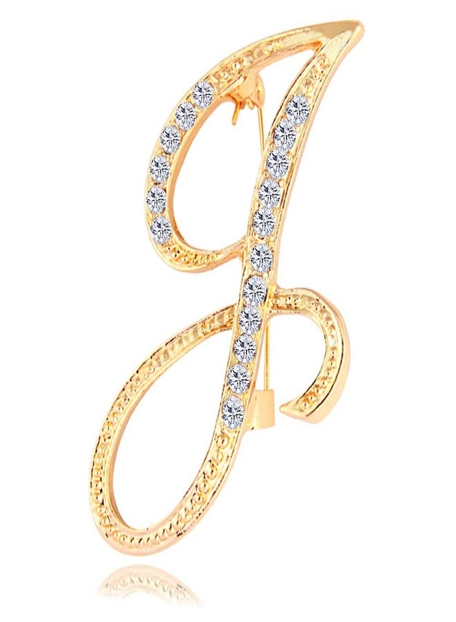 ETHOON Letter Brooch Pins Initial Rhinestone Brooch for Women Crafts Gold J - Image 1