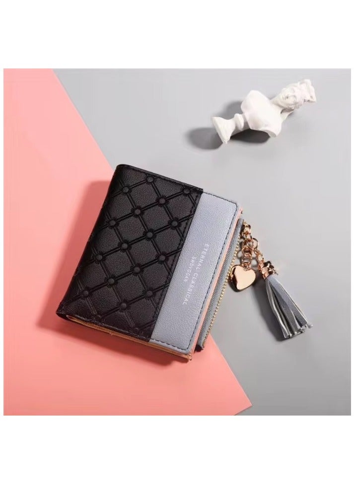 محفظة نسائية جلدية قصيرة محفظة ثنائية الطي Rpid محفظة حامل بطاقة الائتمان منظم مع جيب بسحاب محفظة صغيرة للسيدات