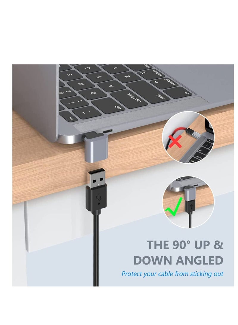 SYOSI USB to USB C Adapter 4 Pack, 90 Degree Up & Down USB C Male to USB A Female Adapter, USB C Male to USB 3.1 Male OTG Adapter Converter for Mobile Phones, Laptop, Computers and More Type C Devices - Image 5
