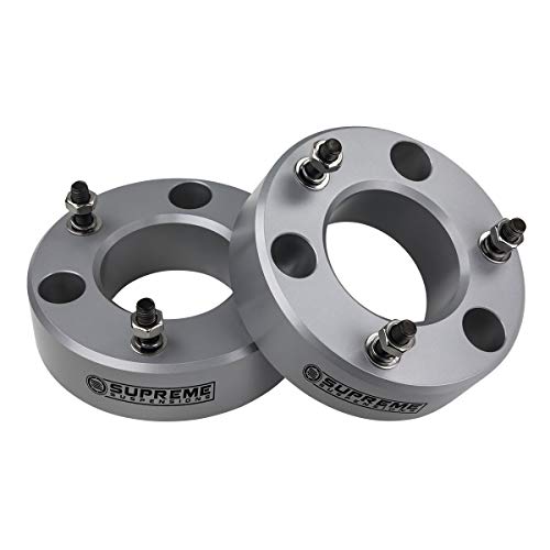 Supreme Suspensions - 2.5" Front Leveling Kit for 2007-2024 Chevy Silverado 1500 and GMC Sierra 1500 2WD/4WD - T6 Billet Aluminum Strut Spacers Lift Kit (Silver) - Image 4