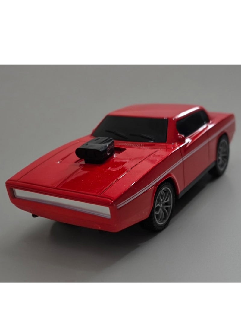 Tian Du 1:24 Scale Dodge Challenger Diecast Model Car – Pull Back Alloy Toy, Red with White Stripes - Image 2
