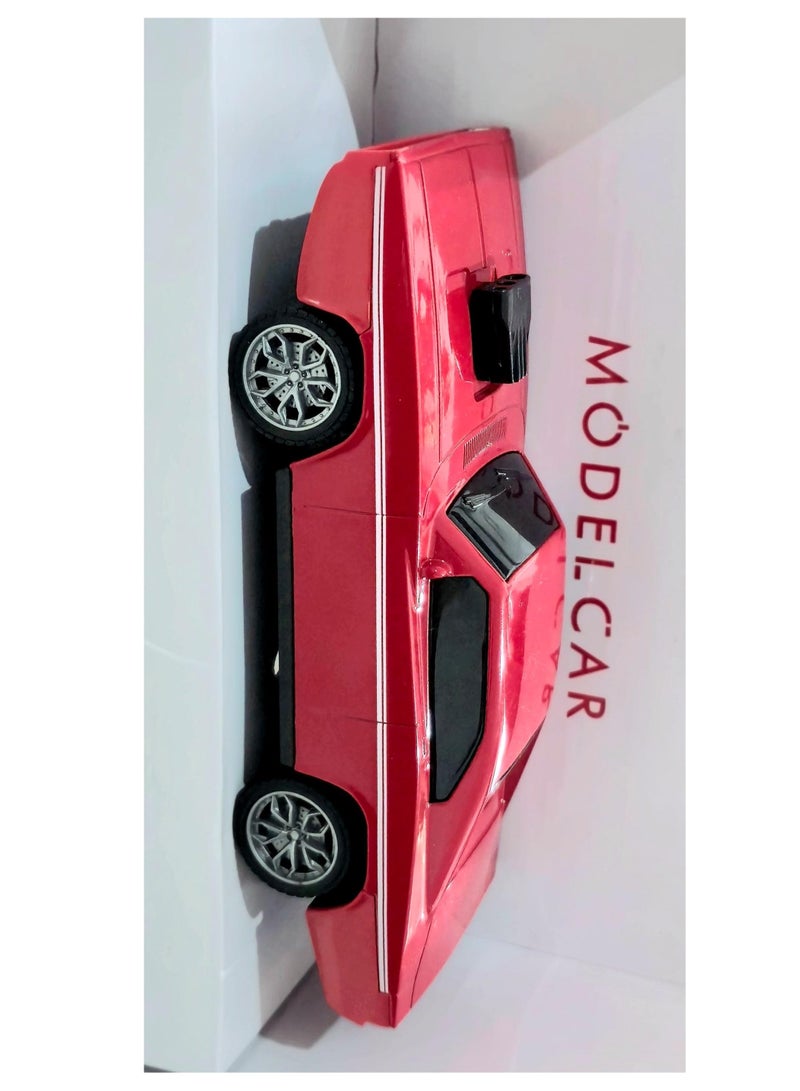 Tian Du 1:24 Scale Dodge Challenger Diecast Model Car – Pull Back Alloy Toy, Red with White Stripes - Image 4