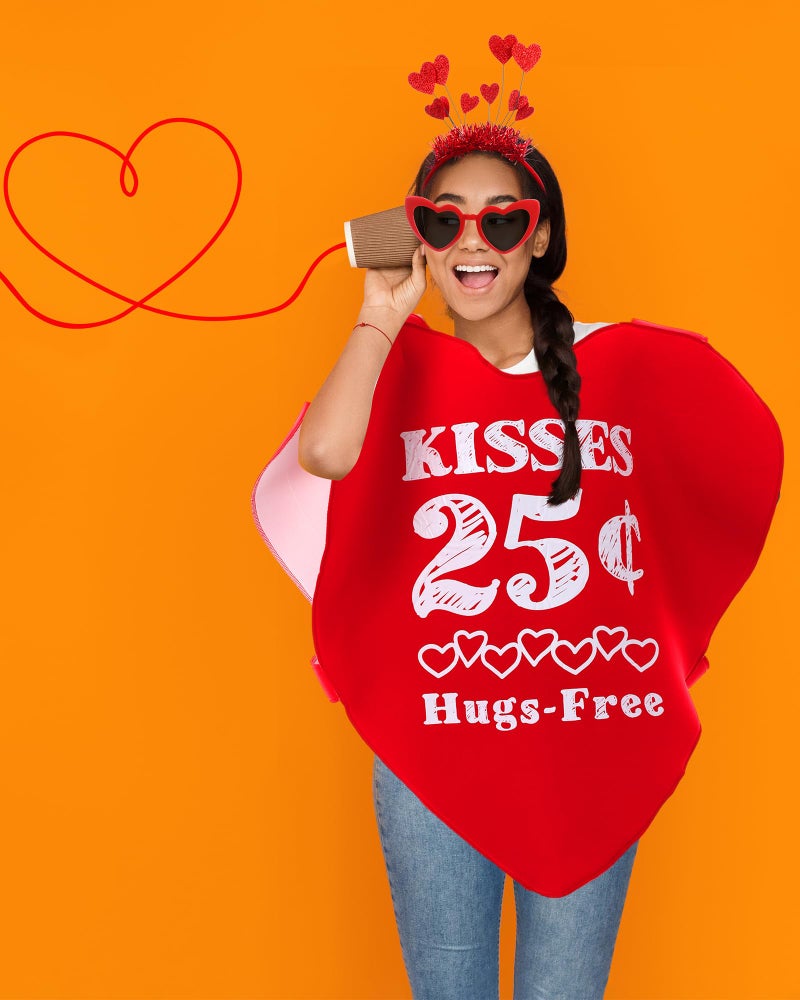 Maiteenly 4 Pcs Valentine Costume Accessory Set Heart Costume for Women Men with Sunglasses Stockings Headband Red Tunic Adult Outfits for Anniversary Birthday - Image 5