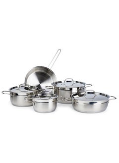 Wilson Elegance Stainless Steel 9-Piece Cookware Set - Casserole, Fry Pan Heavy Duty With Stainless Steel Handle Gas Stovetops Compatible For Family Meals  - Image 1