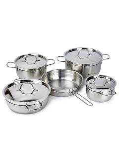 Wilson Elegance Stainless Steel 9-Piece Cookware Set - Casserole, Fry Pan Heavy Duty With Stainless Steel Handle Gas Stovetops Compatible For Family Meals  - Image 2