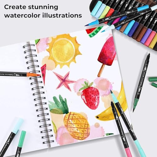 Ohuhu Markers for Adult Coloring Books No Bleeding 120 Colors Coloring Markers Water-based Dual Tips Fineliner & Brush Drawing Pens Art Pens for Kids Adults Sketch Journal - Maui - Black - Image 5