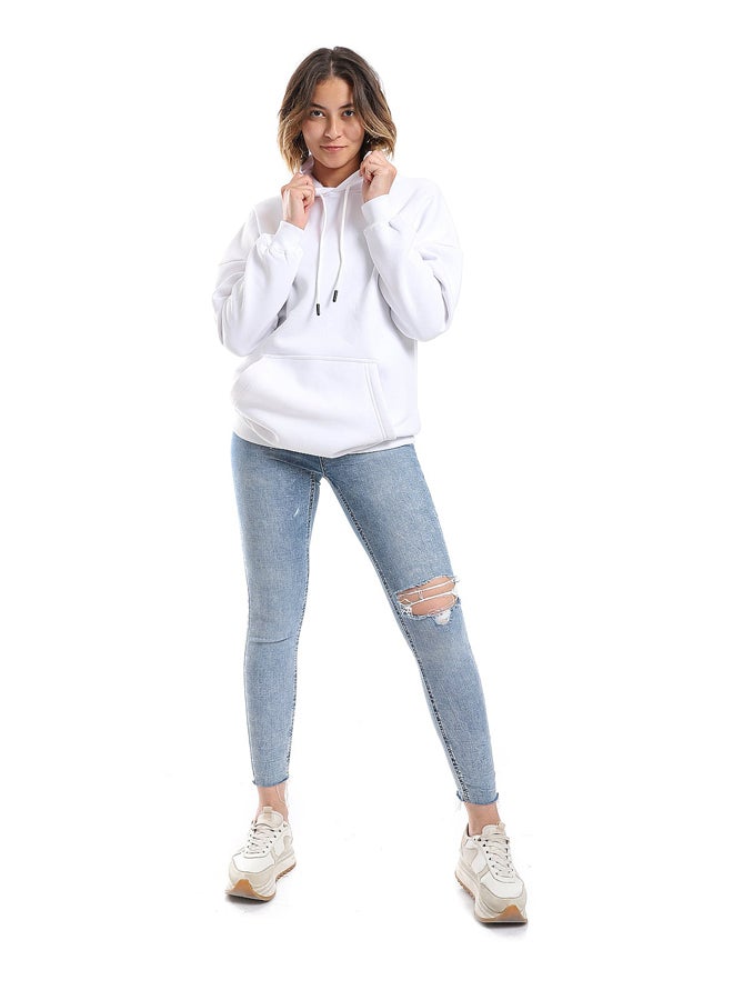 Andora White Fleeced Plain Hoodie_White - Image 1