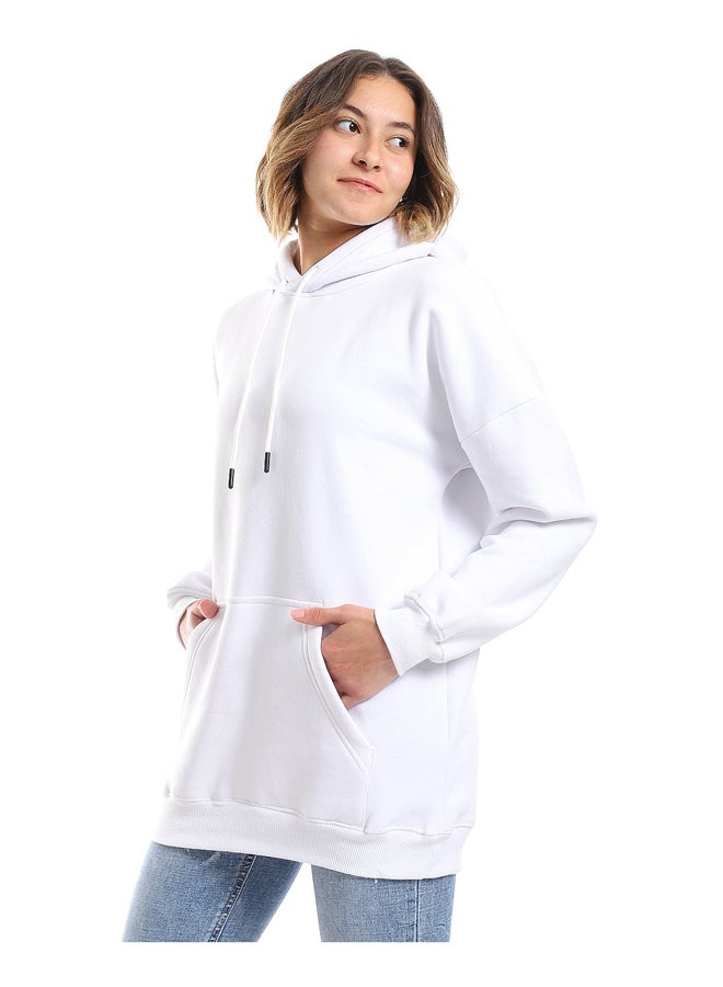 Andora White Fleeced Plain Hoodie_White - Image 5