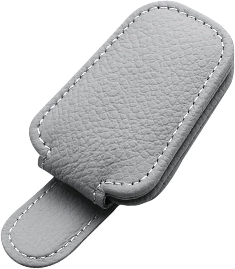comfrt Magnetic Leather Sunglass Holder for Car, Eyeglass Clip for Car Ticket Card Clip Car Sunglass Holder for Car Visor, Mounted with Ticket Card Clip, Suitable for All Models (102-Gray) - Image 1