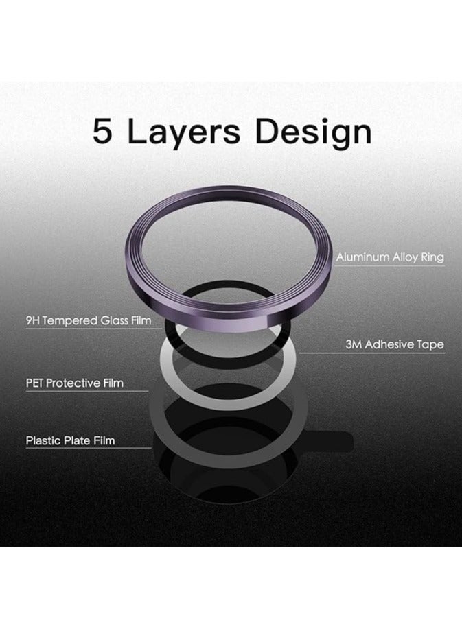Vitacelli Camera Lens Protector Compatible for iPhone 14 Pro/iPhone 14 Pro Max, [Anti-Scratch] Premium Tempered Glass Film Aluminum Alloy Lens Ring Cover – PURPLE  - Image 3