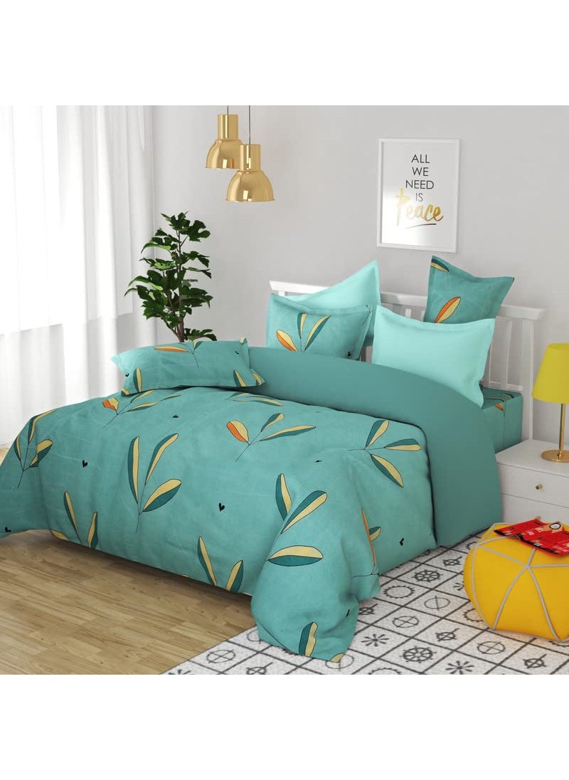 BSB HOME BSB HOME 120 TC Double Abstract Printed Bedsheet with 2 Pillow Covers | 110 GSM Soft Brushed Microfiber - Breathable & Wrinkle Free - (86 X 88 Inch, Green & Orange)  - Image 4