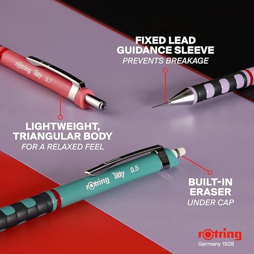 Rotring 0.5mm Mechanical Clutch Lead Pencil | Tikky | for Smooth Writing Drafting Drawing | Orchid Bloom Barrel | Stationery - Image 3