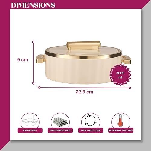 Trueware Sterling Inner Steel Casserole 3500 ml | PU Insulated | BPA Free | Odour Proof | Food Grade| Ideal for Chapatti | Roti | Curd Maker | Thermoware | Hot Pot (Off White) - Image 3