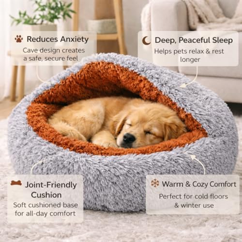 ZEXSAZONE Ultra Soft Plush Pet Bed for Dogs, Puppy & Cats | Warm Cozy Round Dog Bed with Anti-Slip Base | Washable | Color - Grey, Size - XS = Extra Small (55X55X14 CM) - Image 3